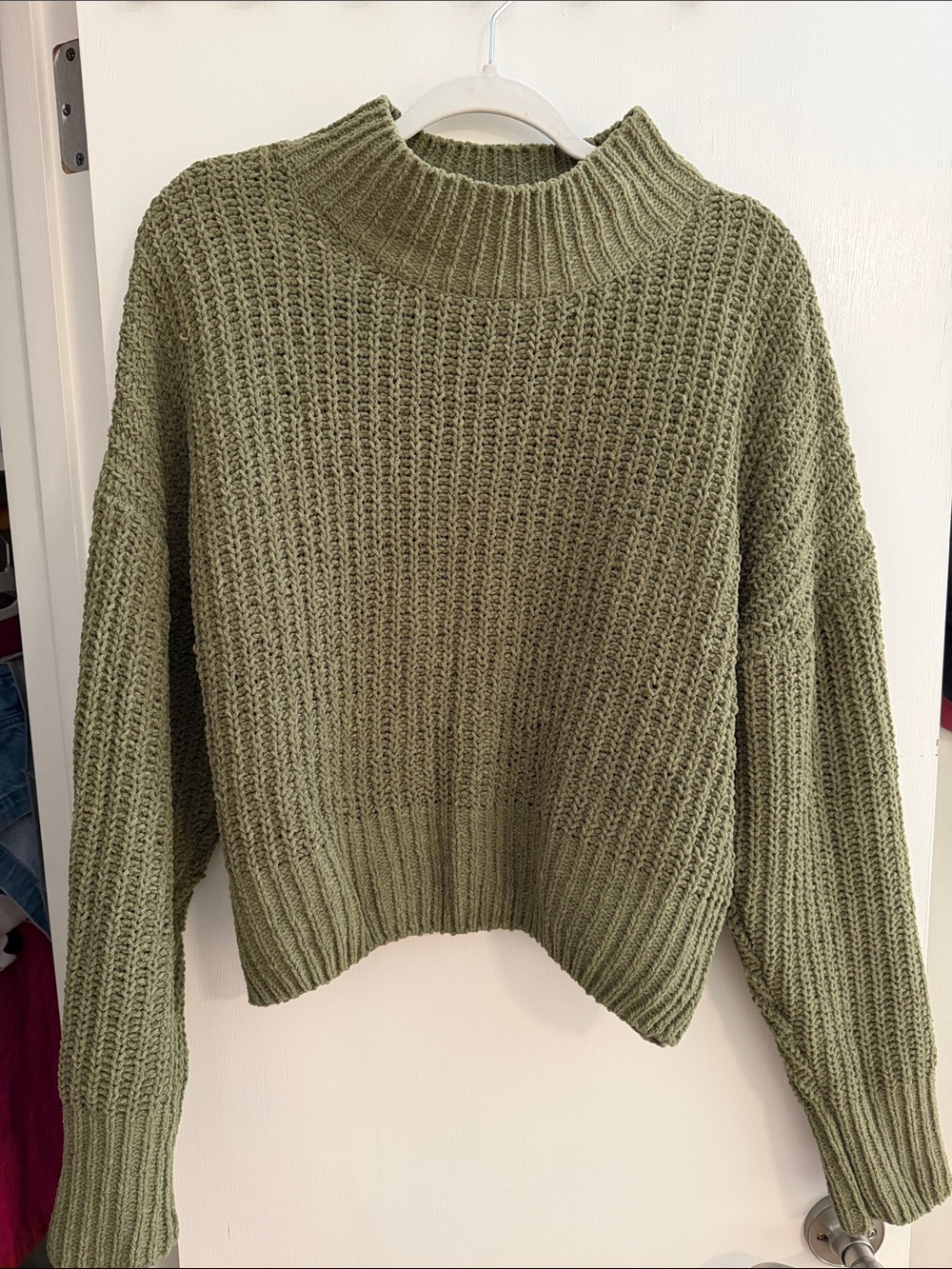 Double Zero Olive Ribbed Mock Neck Sweater